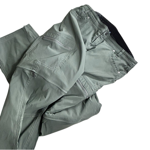 Kuhl Kliffside Convertible Zip Off Pants Sz 14 Short Cargo Hiking Olive Green - Picture 5 of 10